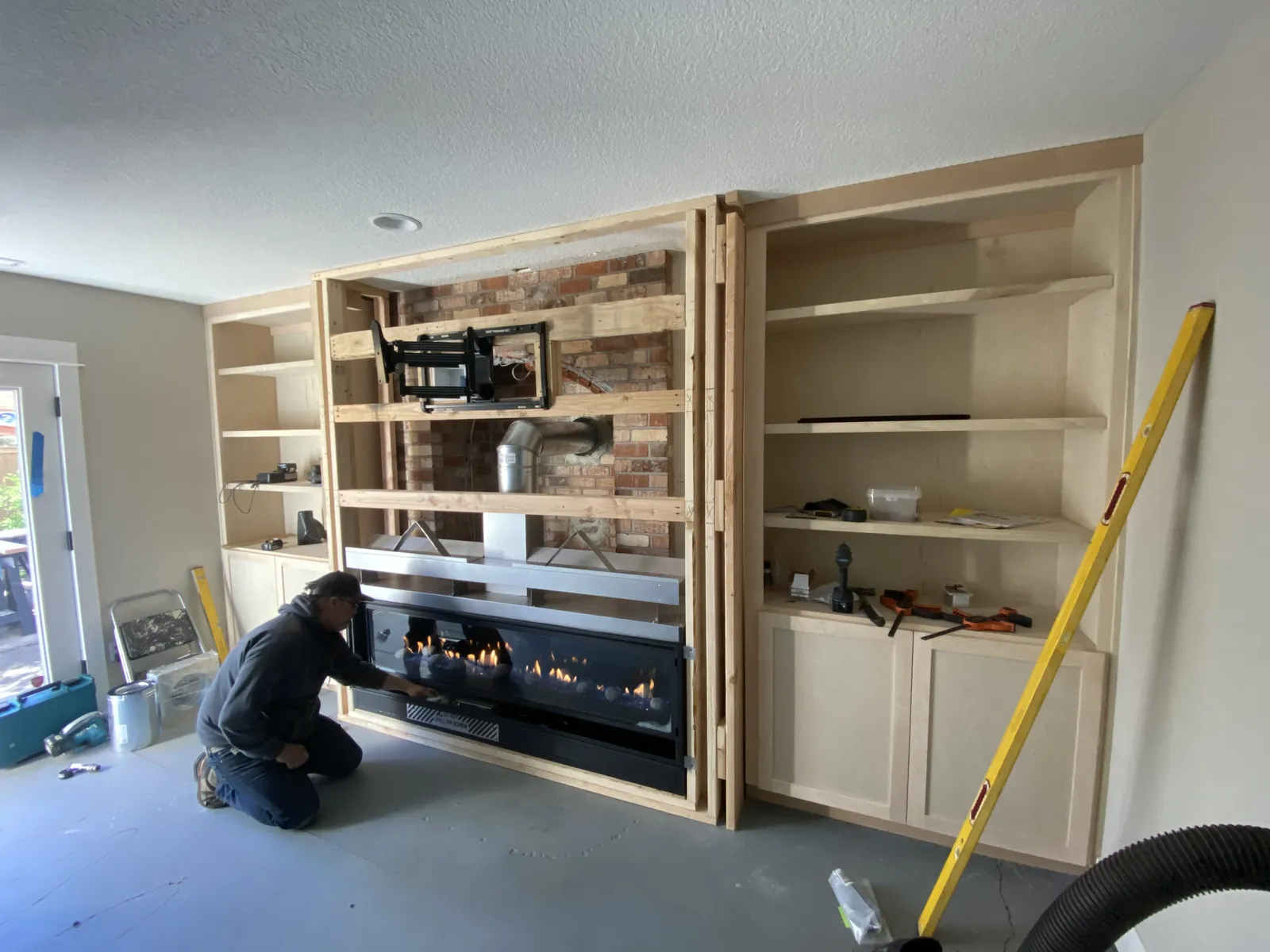 Built-ins. Boxes in, before paint