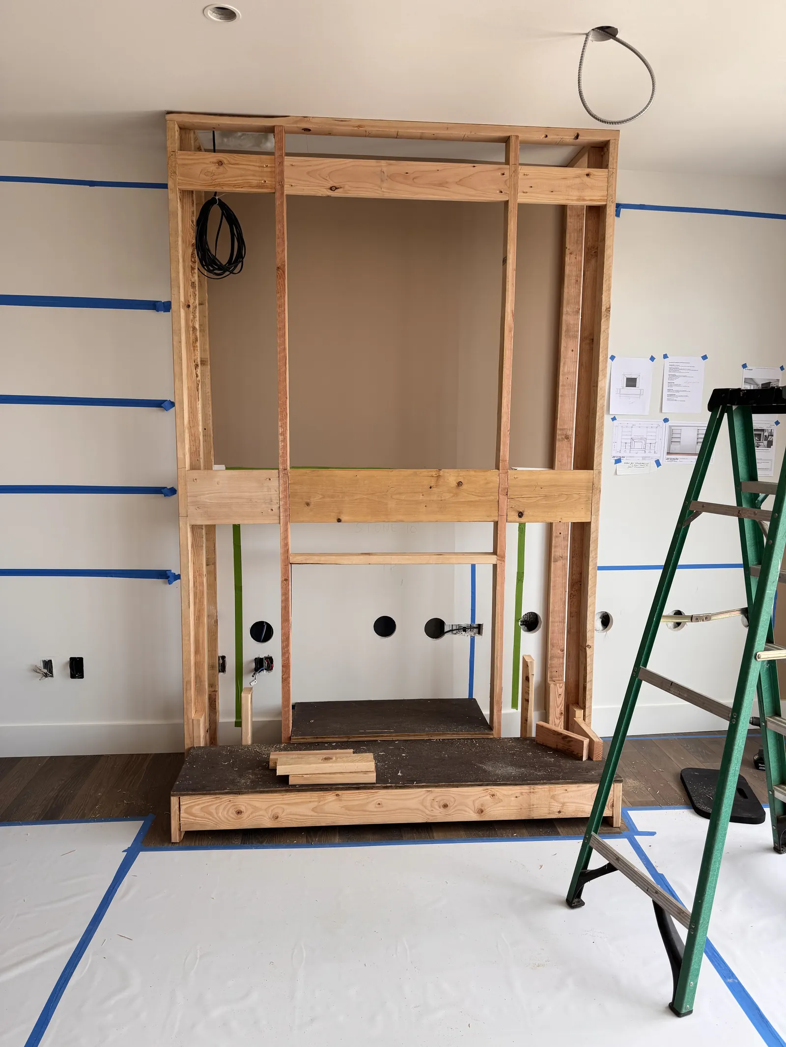 Fireplace and built-ins. Framing the surround