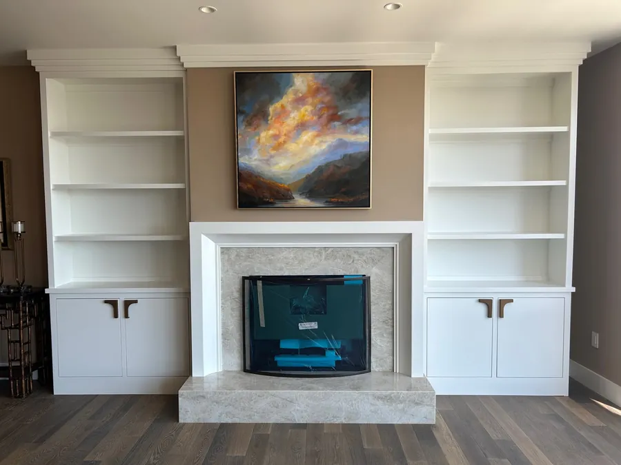 Fireplace and built-ins. Finished